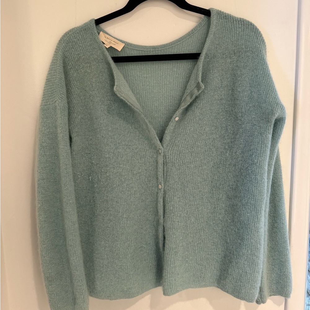 Sezane Gaspard Cardigan Sea Bright Green